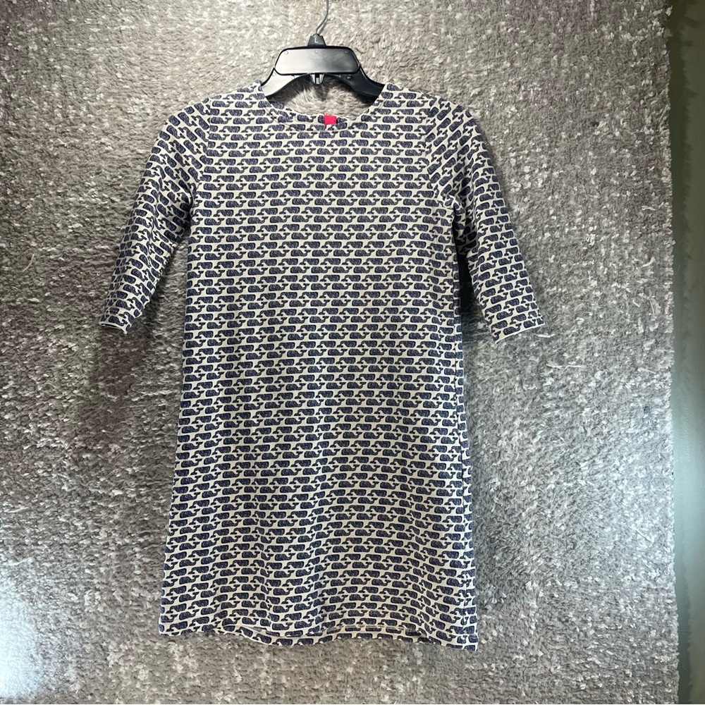 Vineyard Vines Whale‎ Logo Dress Girls M, 10, 12 Back Zip Preppy Cotton Blend
